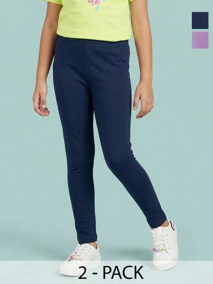 Nauti Nati Girls Pack Of
                    2 Solid Ankle Length Leggings