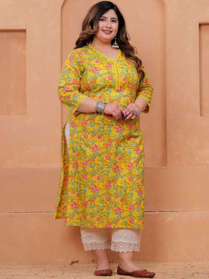 LABULY Ethnic Motifs
                        Embroidered Thread Work Summer Sheers Kurta