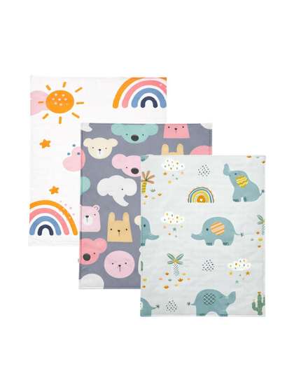 ZIKKU Pack Of 3 Printed
                    Cotton Waterproof Baby Changing Mat