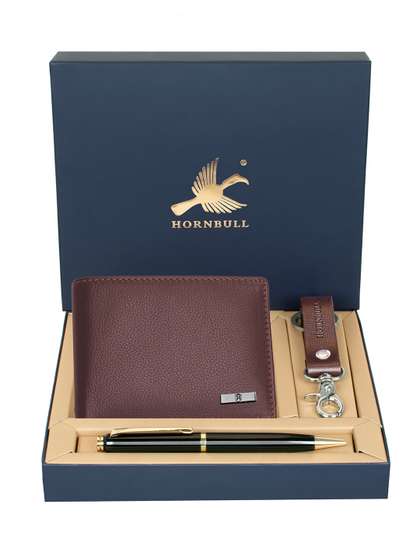 Hornbull Men Maddison
                    Brown Leather Wallet, Keyring & Pen Combo
                    Accessory Gift Set
