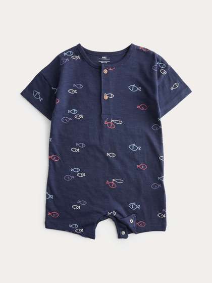Marks & Spencer Pure
                    Cotton Jersey Navy Fish Romper