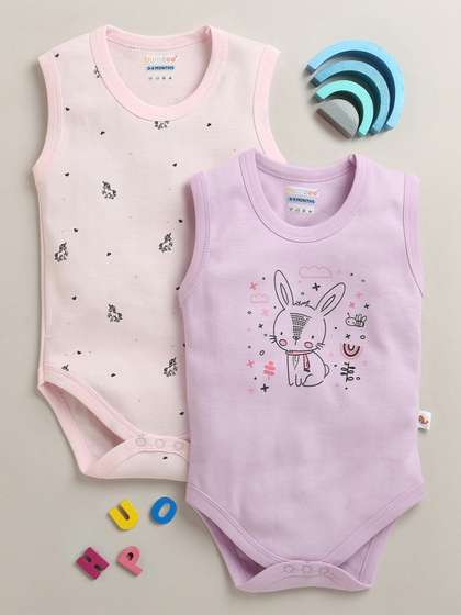 BUMZEE Pack of 2
                      Printed Cotton Round Neck Bodysuit