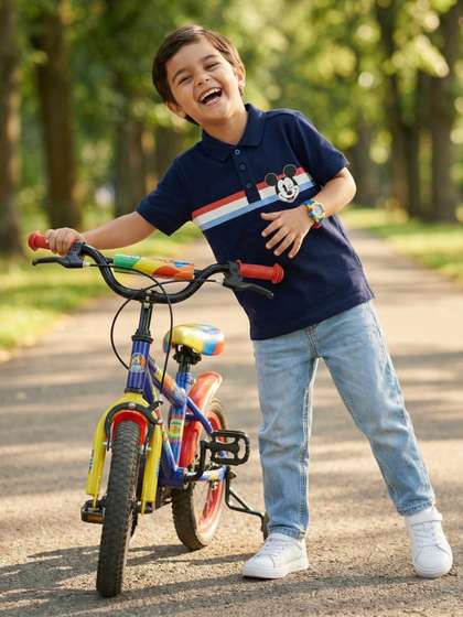 Nauti Nati Boys Mickey
                    Mouse Printed Polo Collar Pure Cotton T-shirt