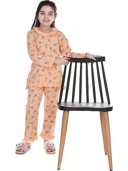 CHICLIFT Unisex Kids Set
                    Of 2 Ethnic Motifs Printed Round Neck Nightdress
