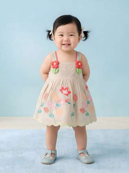 Babys Day Girls Floral
                    Print A-Line Dress