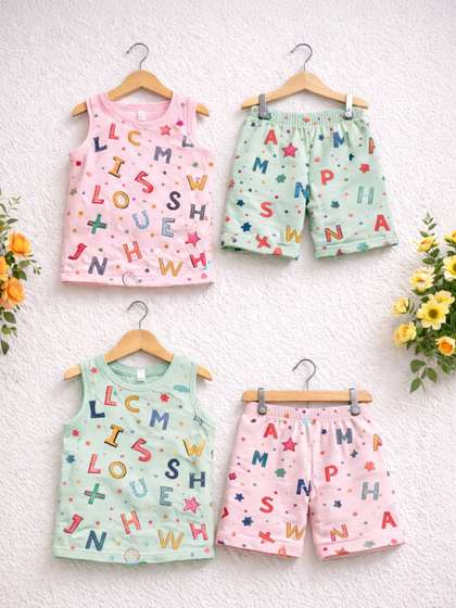 Sandoll Kids Pack Of 2
                      Printed Pure Cotton Top With Shorts