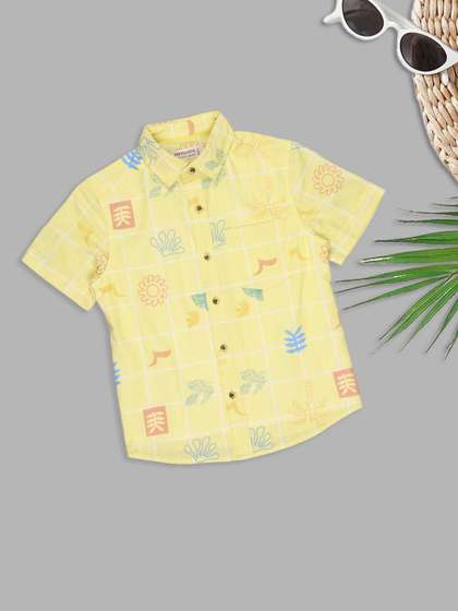 Pantaloons Junior
                      Yellow Conversational Print Layered Shirts