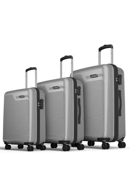 Aristocrat Set Of 3
                        Textured Hard-Sided Trolley Bag With 8-Wheel
                        & Combination Lock