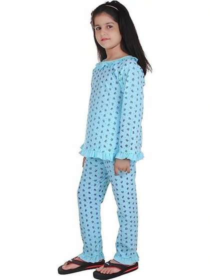 CHICLIFT Unisex Kids Set
                    Of 2 Floral Printed Round Neck Nightdress