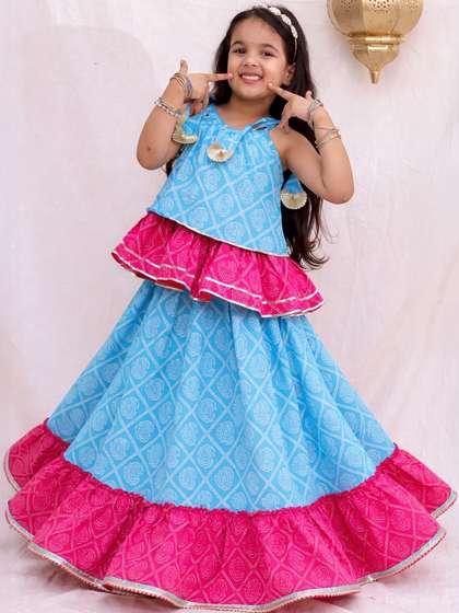 BownBee Girls Printed
                    Ready to Wear Lehenga &
