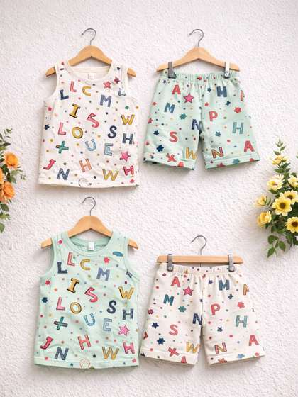 Sandoll Kids Pack Of 2
                      Printed Pure Cotton Top With Shorts
