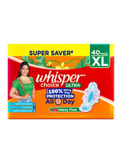 Whisper Choice
                          Ultra Wings XL Sanitary Pads with Disposal
                          Bags - 40 Pads