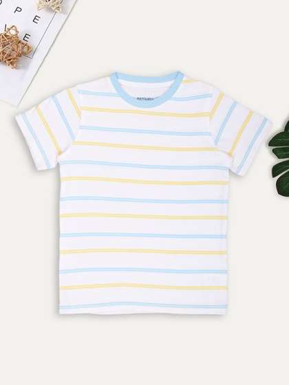 Pantaloons Junior Boys
                      Stripes Printed Cotton Tshirt