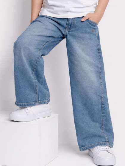Purple United Kids Boys
                    Relaxed Fit Mid-Rise Stretchable Cotton Jeans