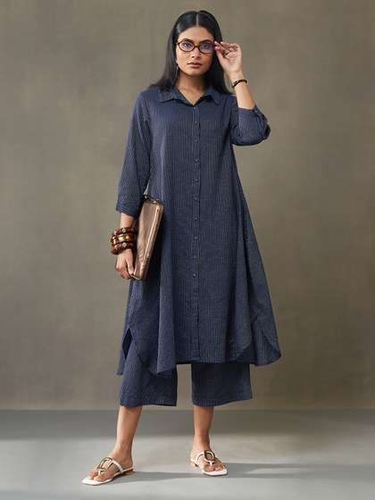 Navibhu Women
                          Printed Pure Cotton Structured Work Kurta with
                          Palazzos