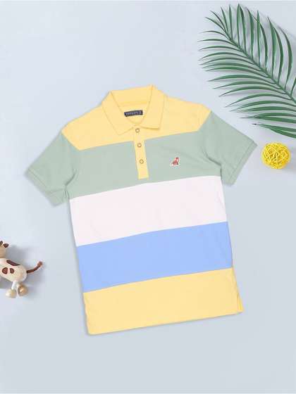 Pantaloons Junior Boys
                    Colourblocked Cotton Polo Collar T-shirt