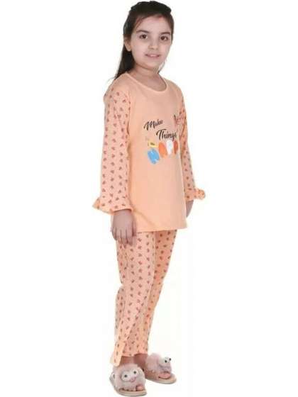 CHICLIFT Unisex Kids
                    Printed Round Neck Nightdress