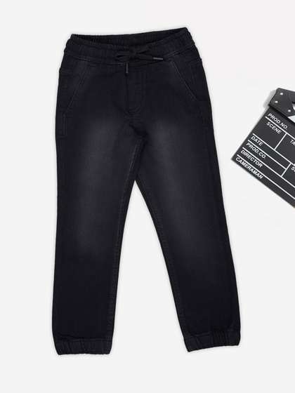 Pantaloons Junior Black
                    Faded Denim Joggers Jeans