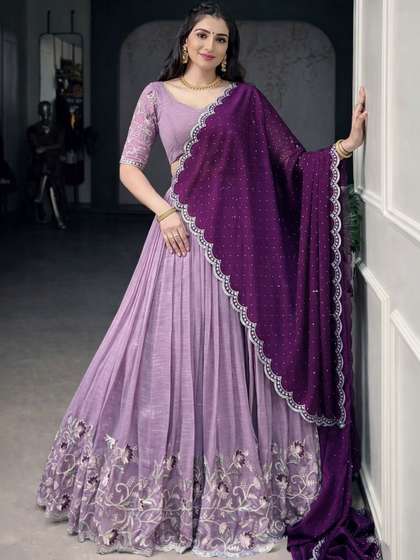 KRYSAL Embroidered
                        Semi-Stitched Lehenga & Unstitched Blouse
                        With Dupatta