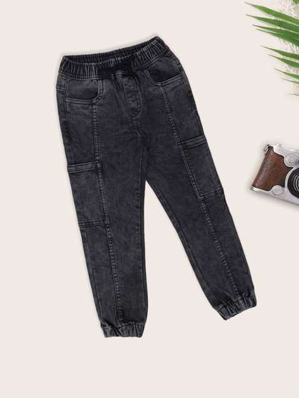 Pantaloons Junior Boys
                    Charcoal Washed Denim Joggers Pure Cotton Jeans