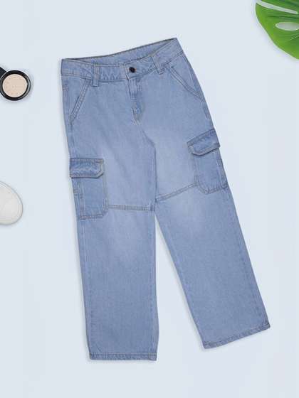 Pantaloons Junior Boys
                    Light Blue Washed Cargo Jeans