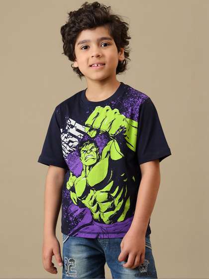 Kids Ville Boys Hulk
                    Printed Cotton Round Neck T-shirt