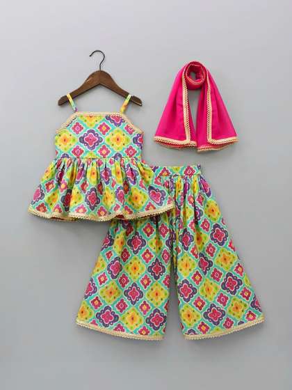KidsFlower Girls
                      Floral Printed Top With Palazzos & Dupatta