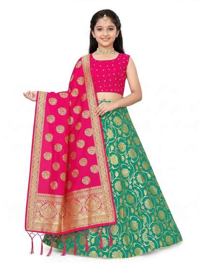 SHAVIDR ENTERPRISE
                      Girls Block Printed Semi-Stitched Lehenga &
                      Blouse With Dupatta