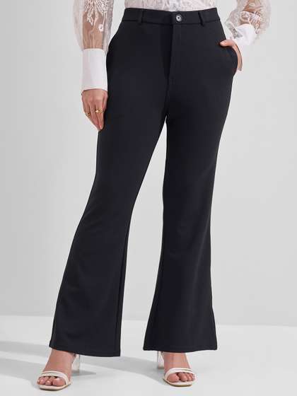 CHIC BY TOKYO
                        TALKIES Women Black Slim Fit Bootcut Trousers