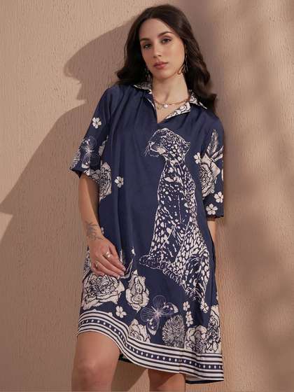 Vara By Vishudh
                        Animal Printed Shirt Collar Shirt Dress