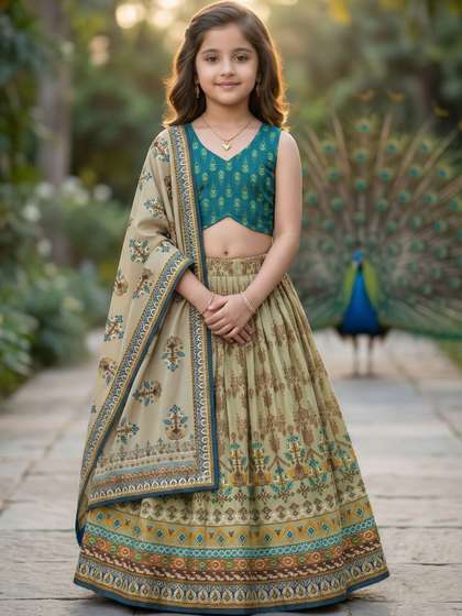 KALINI Girls Printed
                        Ready to Wear Lehenga & Blouse With Dupatta