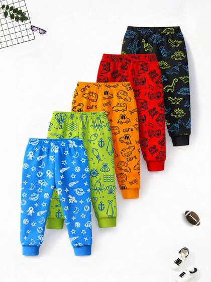 YK X Trampoline Pack of
                    5 Regular Fit Graphic Print Joggers