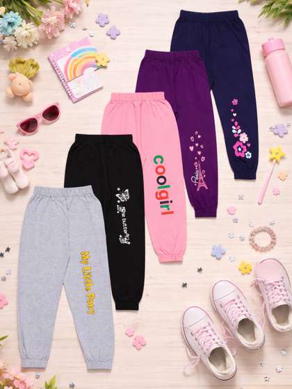 FAZZA Girls Pack Of 5
                      Printed Pure Cotton Jogger