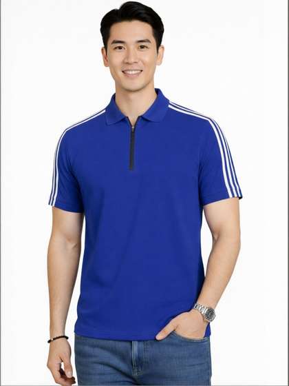 Organic Chics Striped Polo Regular Fit Tee