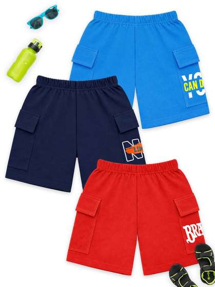 YK Boys Typography
                    Printed Cargo Shorts