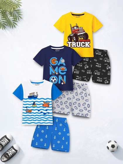 YK X Trampoline Boys
                    Printed Cotton Blend T-shirt with Shorts