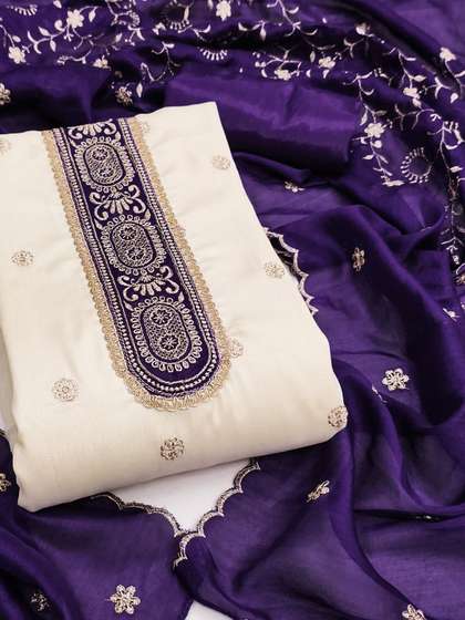 LeeliPeeri
                          Designer Floral Embroidered Zari Pure Silk
                          Unstitched Dress Material