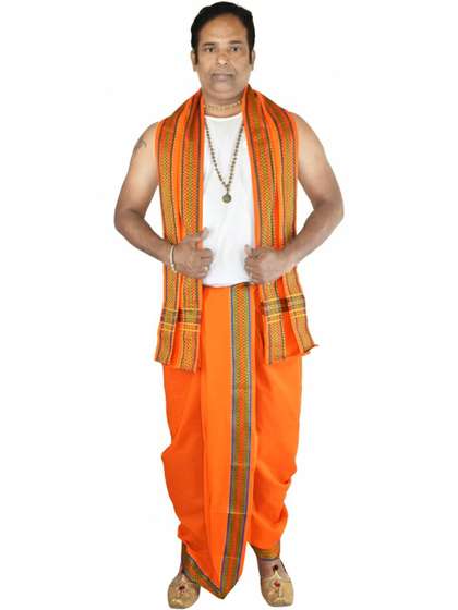 TUNI MANI Men
                          Cotton Unstitched Panchakacham Dhotis 9X5 with
                          Angavasthram