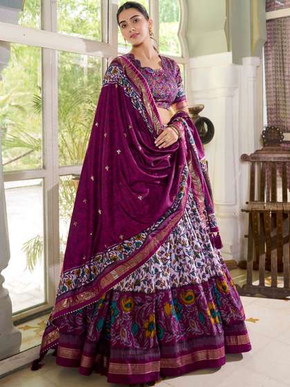 TAJOO Printed
                          Ready to Wear Lehenga & Unstitched Blouse
                          With Dupatta
