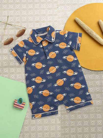 Nino Bambino Boys
                    Printed Polo Collar Rompers