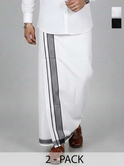 TUNI MANI Pack of 2
                        Cotton Kerala Style Dhoti 2.0m