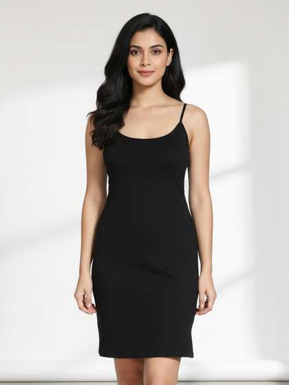 Zivame Women Black
                          Solid Kurta Slip Camisole ZI60AGCORE0BLAK