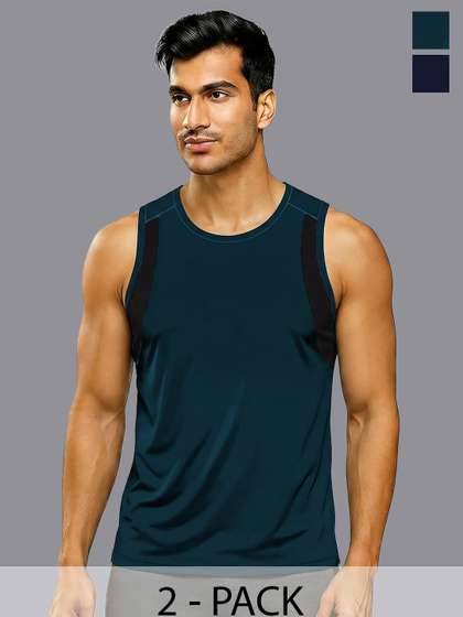 MACHO Pack of 2
                        Assorted Cotton Blend Gym Vest