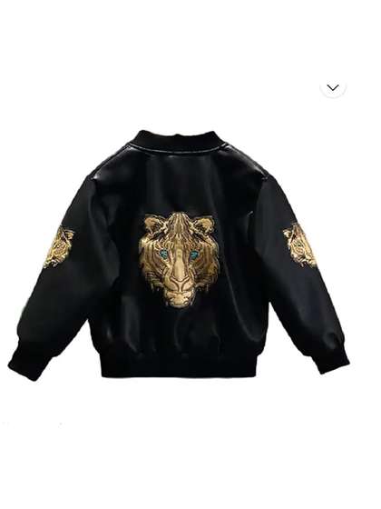 Tricycle Clothing Boys
                    Geometric Lightweight Crop Biker Jacket with
                    Embroidered