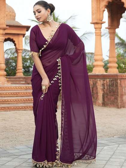 Sangria Embellished
                        Bordered Pure Georgette Saree