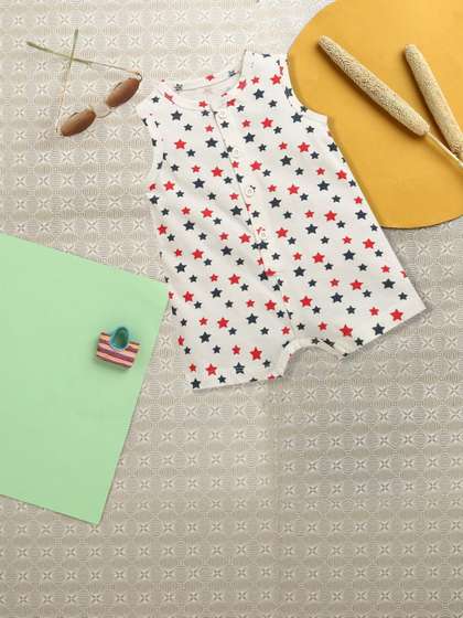 Nino Bambino Girls Round
                    Neck Organic Cotton Romper