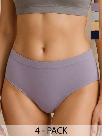 Moda Rapido Women
                        Pack of 4 Cotton Hipster Briefs