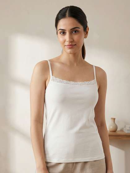 Zivame Women White
                        Lacy Camisole ZI6100FASHWHITE