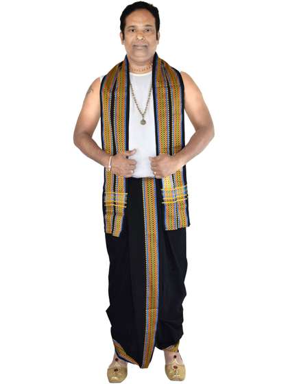 TUNI MANI Men Cotton
                        Unstitched Panchakacham Dhotis 9X5 with
                        Angavasthram