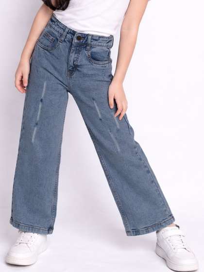 Purple United Kids Girls
                    Relaxed Fit Mid-Rise Stretchable Cotton Jeans